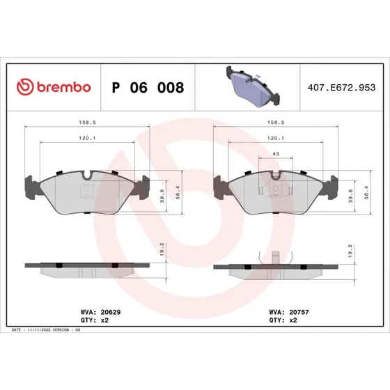 Brembo P 06 008 Bremseklodser til BMW, Porsche & Alpina