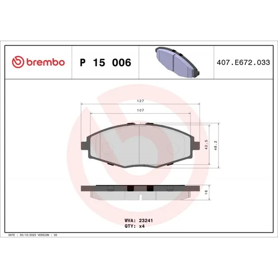 Brembo Bremseklodser P 15 006 for Chevrolet & Daeewo