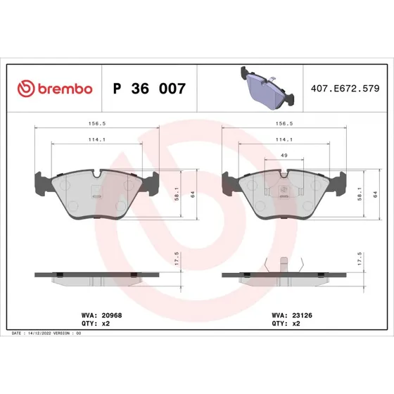 Brembo Bremseklodser P 36 007 for Jaguar (Akselsæt)