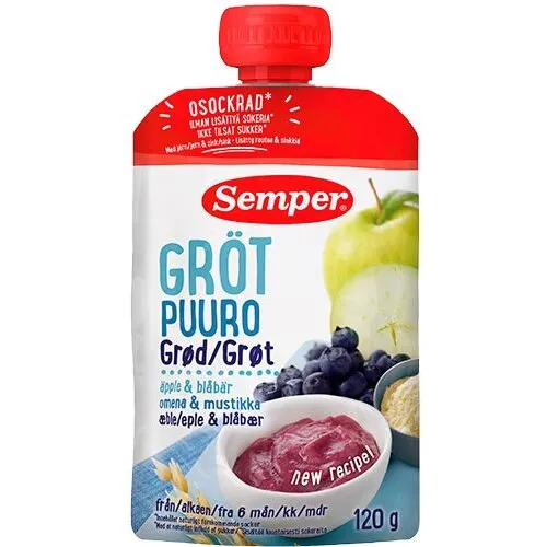 Semper Grød Blåbær & Æble 6 mdr. 120 g