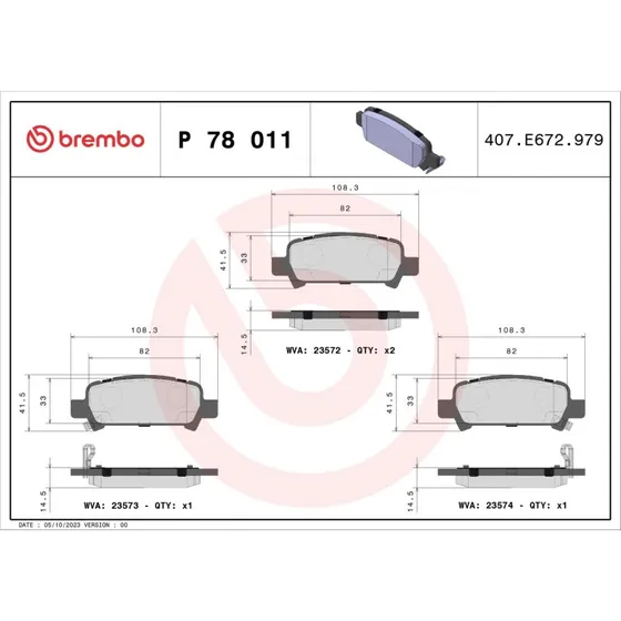 Brembo Bremseklodser P 78 011 til Subaru (akselsæt)