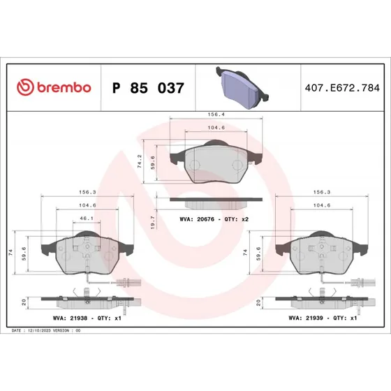 Brembo Bremseklodser P 85 037, Prime Line - Akselsæt til VW & Audi