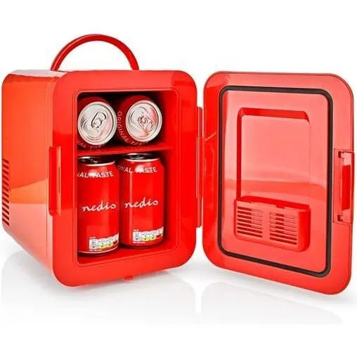 Nedis Mini-køleskab med hank 4 L (12/230V) – Rød