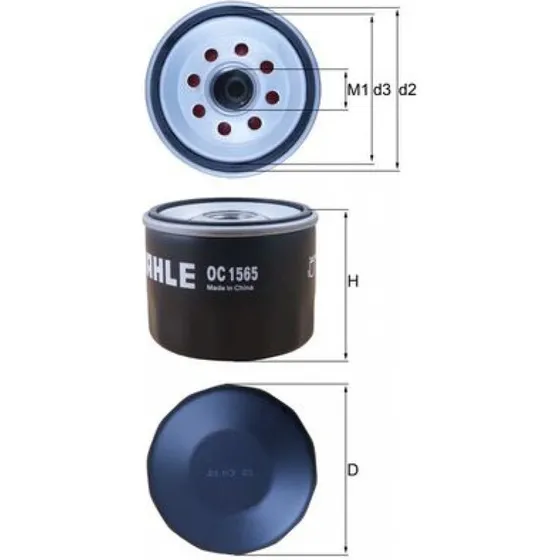 MAHLE OC 1565 Oliefilter for Ford, KIA, Nissan
