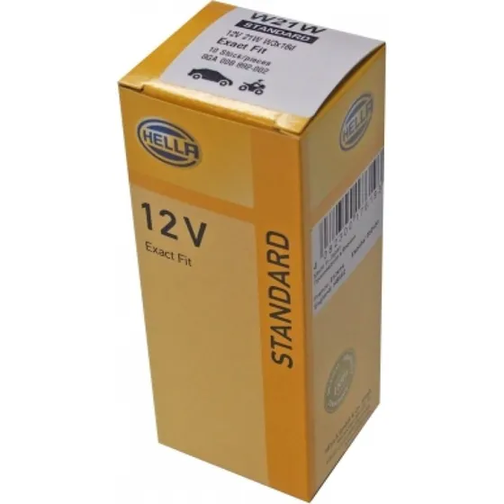 HELLA 8GA 008 892-002 W21W Glødepære, 10 stk