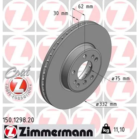 Zimmermann Bremseskive 150.1298.20 til BMW X3/X5