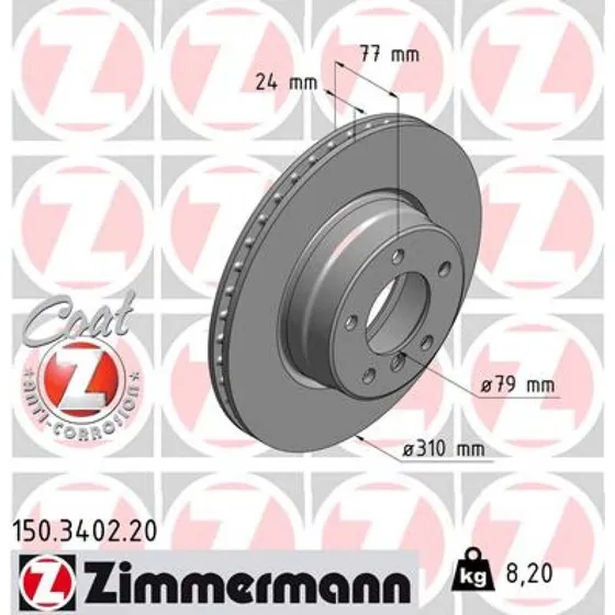 ZIMMERMANN Bremseskive 150.3402.20, 310 mm, COAT Z, ECE R90