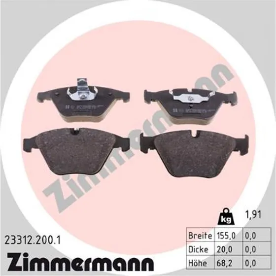 ZIMMERMANN Bremseklodser 23312.200.1, for BMW, asbestfri, ECE R90 godkendt