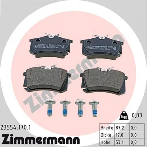 ZIMMERMANN Bremseklodser 23554.170.1, bagaksel, 87 mm bredde