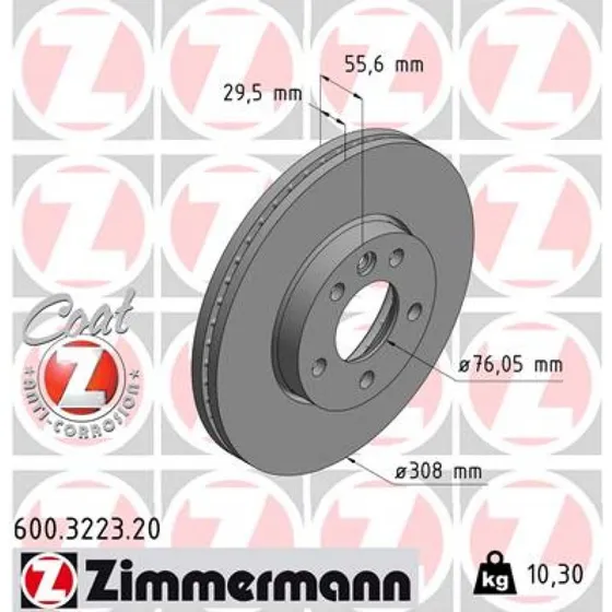 ZIMMERMANN Bremseskive 600.3223.20 for VW & Bentley