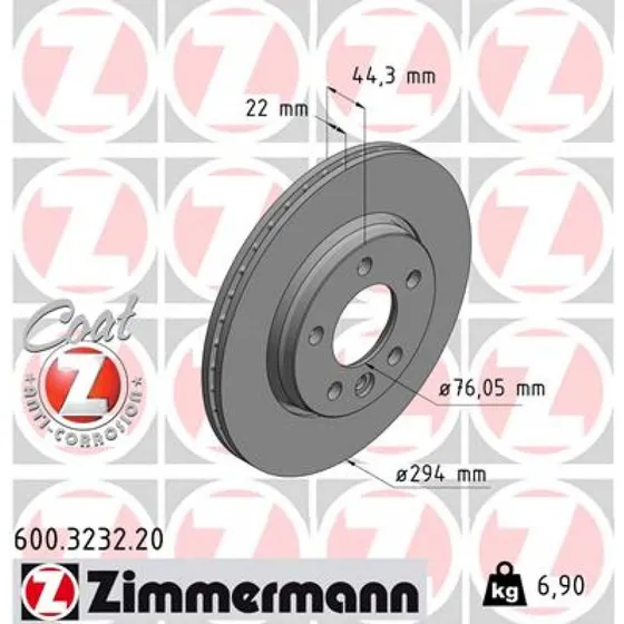 ZIMMERMANN Bremseskive 600.3232.20, bagaksel, 294 mm, COAT Z