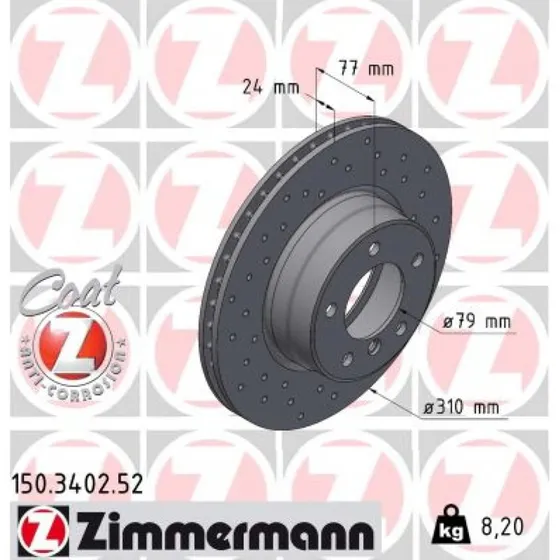 ZIMMERMANN Bremseskive 150.3402.52, 310 mm, SPORT COAT Z