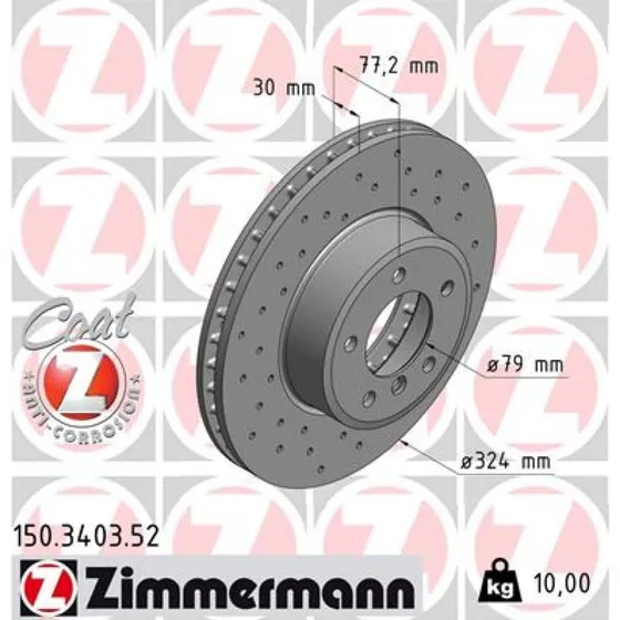 ZIMMERMANN Bremseskive 150.3403.52 SPORT COAT Z, 324 mm