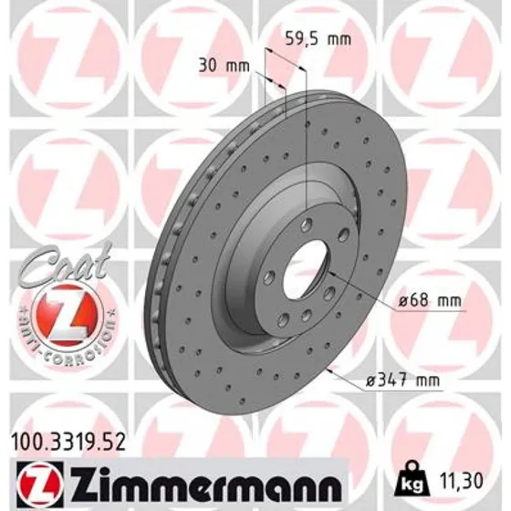 ZIMMERMANN SPORT COAT Z Bremseskive 100.3319.52 for AUDI A6 C6