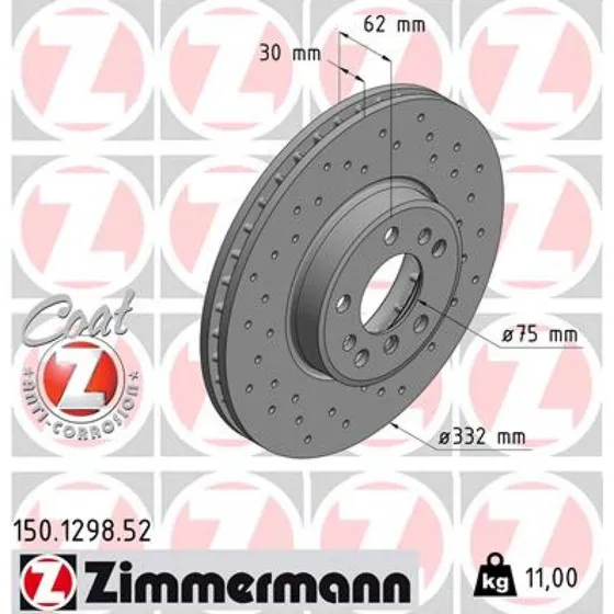 ZIMMERMANN Bremseskive 150.1298.52 SPORT COAT Z, 332 mm