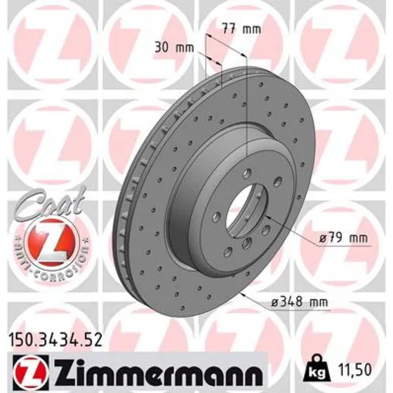 ZIMMERMANN SPORT COAT Z Bremseskive 150.3434.52, 348 mm