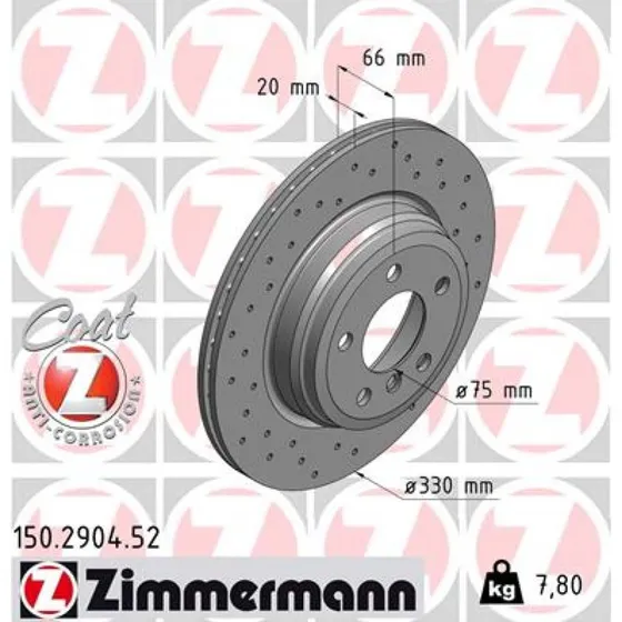 ZIMMERMANN SPORT COAT Z 150.2904.52 Bremseskive, bagaksel, 330 mm