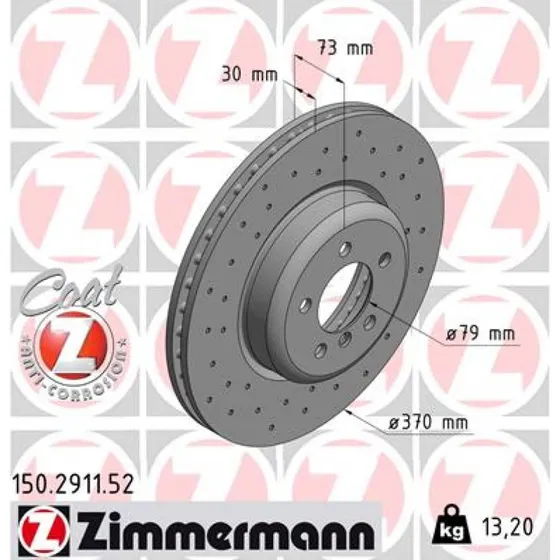 ZIMMERMANN SPORT COAT Z 150.2911.52 Bremseskive, 370 mm, foraksel