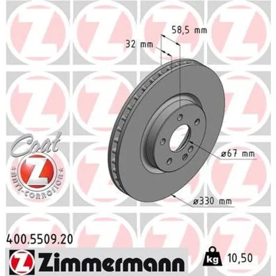 ZIMMERMANN 400.5509.20 Bremseskive til Mercedes VITO