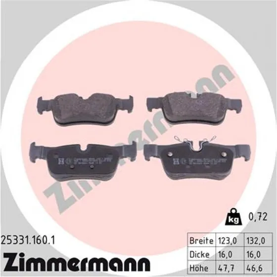 ZIMMERMANN Bremseklodser 25331.160.1, bagaksel, BMW & MINI