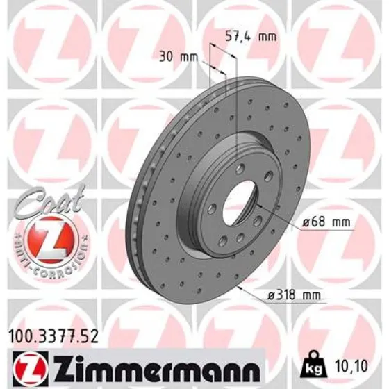 ZIMMERMANN SPORT COAT Z Bremseskive 100.3377.52 for AUDI A4/A5/Q5