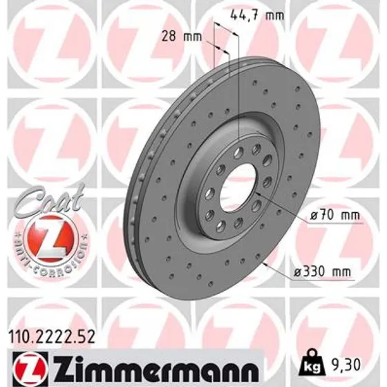 ZIMMERMANN SPORT COAT Z 110.2222.52 Bremseskive til Alfa Romeo Giulia