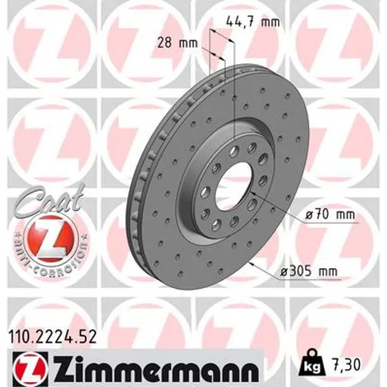 ZIMMERMANN Bremseskive 110.2224.52 for Alfa Romeo Giulia