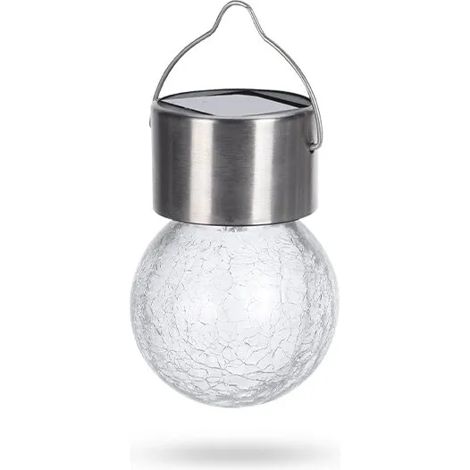 Solar glaskugle Ø6 cm med solcelle - varm hvid LED