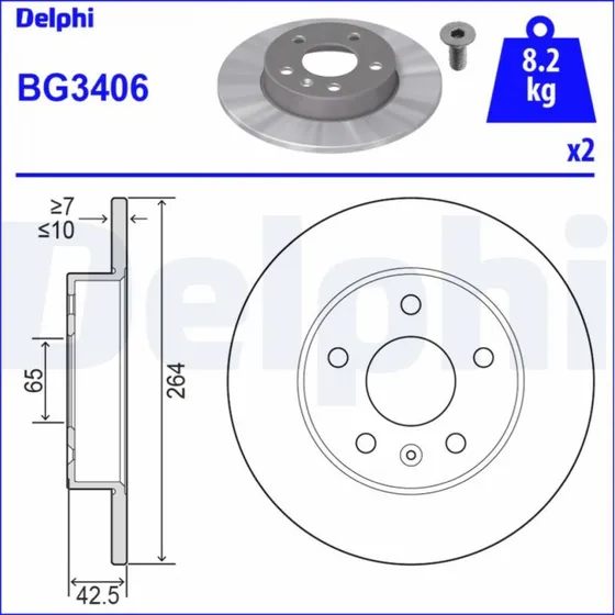 Delphi BG3406 Bremseskive til OPEL & Vauxhall
