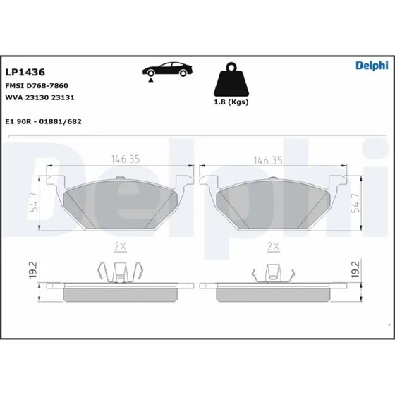 DELPHI Bremseklodser LP1436 for VW, Audi, Mercedes-Benz