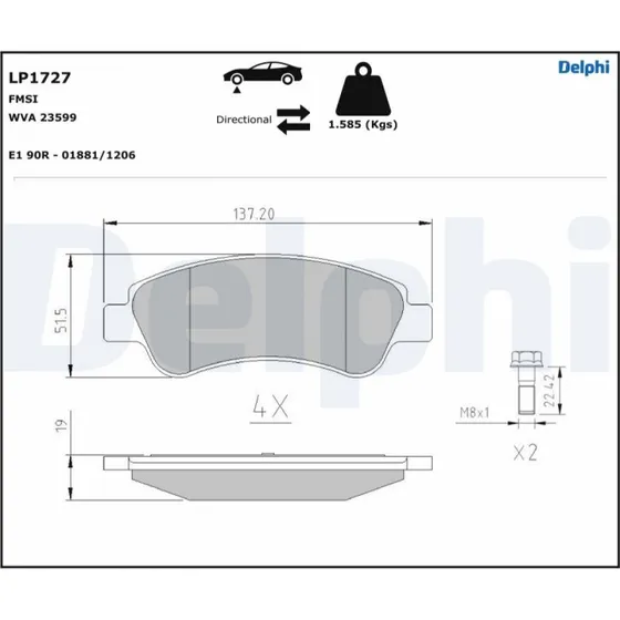 DELPHI Bremseklodser LP1727 for OPEL, PEUGEOT, CITROËN