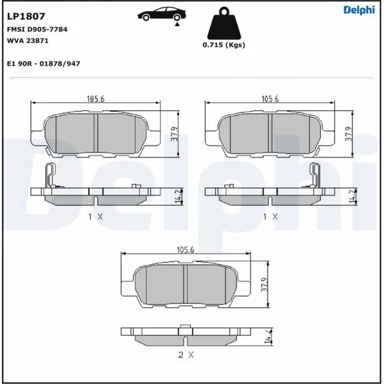 DELPHI Bremseklodser LP1807 til RENAULT, NISSAN, SUZUKI (Akselsæt)