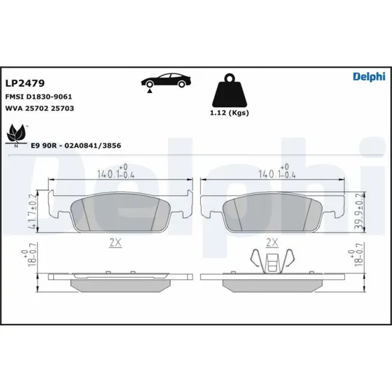 DELPHI Bremseklodser LP2479 for RENAULT, DACIA, SMART