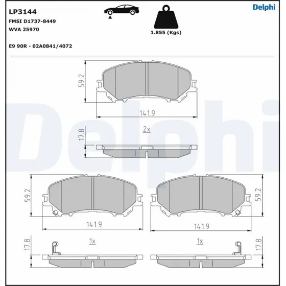 DELPHI Bremseklodser LP3144 for RENAULT KADJAR & NISSAN QASHQAI II
