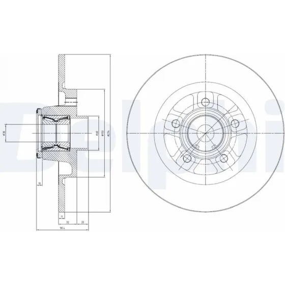 DELPHI Bremseskive BG9113RSC for Mercedes-Benz, Renault, Nissan