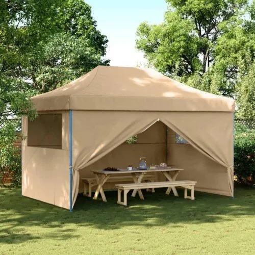 vidaXL foldbart pop-up festtelt med 4 sidevægge, beige