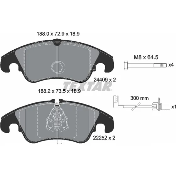 TEXTAR Bremseklodser 2440903 til AUDI A6 C7, A7, Q5