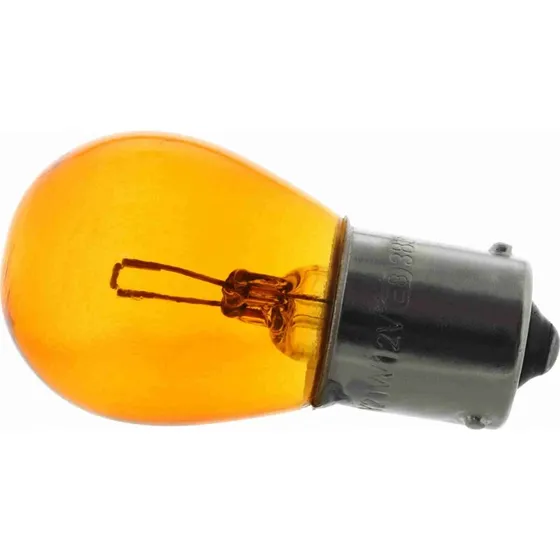 VEMO Glødepære PY21W 21W Orange BAU15s foran og bagved