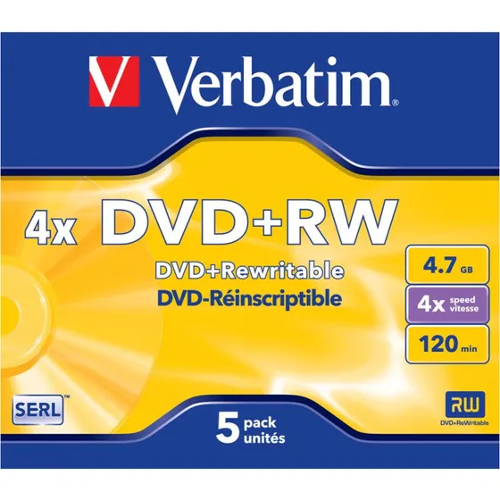Verbatim DataLifePlus 5x DVD+RW 4.7GB, 5-pack