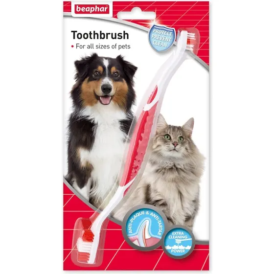 Beaphar dobbelt-endet tandbørste til hund og kat