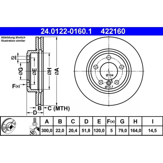 ATE Bremseskive 24.0122-0160.1 for BMW 3, Z3, Z4