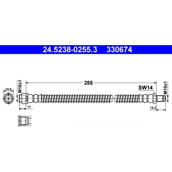 ATE Bremseslange 24.5238-0255.3 til Mercedes-Benz