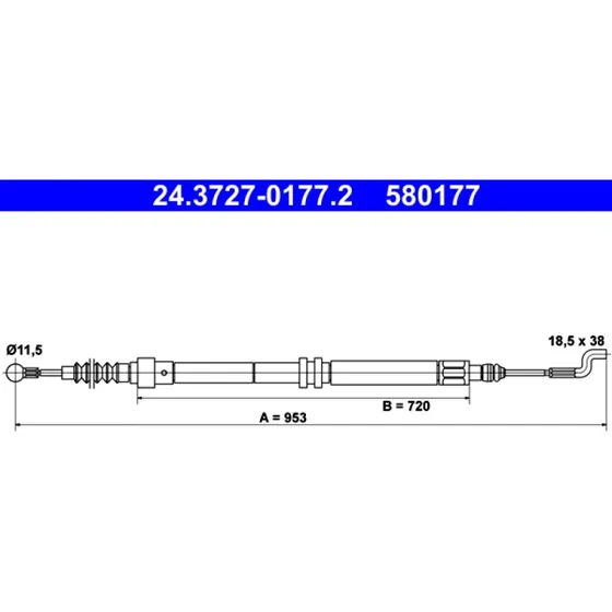ATE Håndbremsekabel 24.3727-0177.2 til VW Transporter T4
