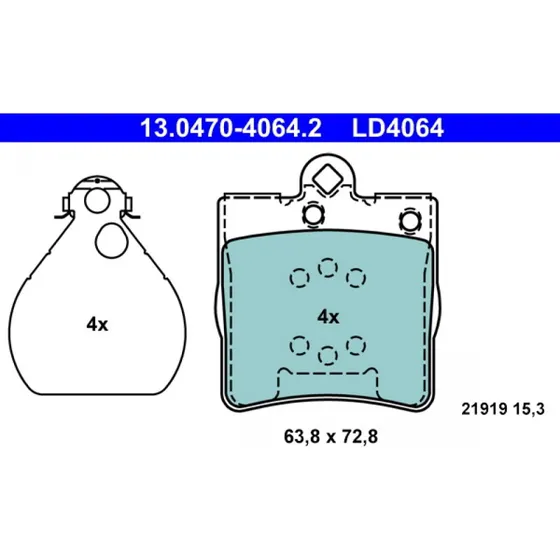 ATE Bremseklodser Ceramic 13.0470-4064.2 for Mercedes-Benz & Chrysler