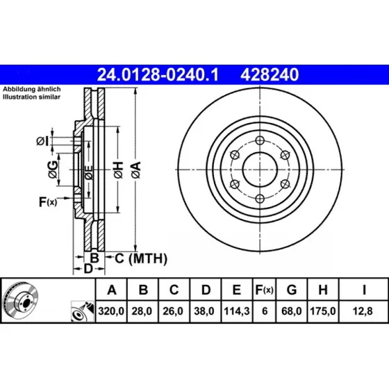 ATE 24.0128-0240.1 Bremseskive til Nissan Navara & Pathfinder