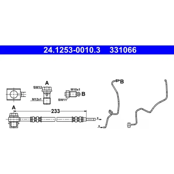 ATE Bremseslange 24.1253-0010.3 for VW, Audi, Skoda