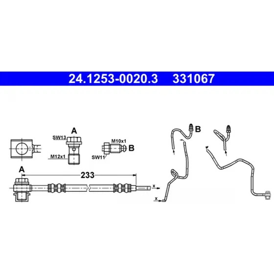 ATE Bremseslange 24.1253-0020.3 for VW, Audi, Skoda