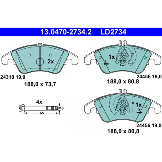 ATE Bremseklodser Ceramic 13.0470-2734.2 for Mercedes-Benz