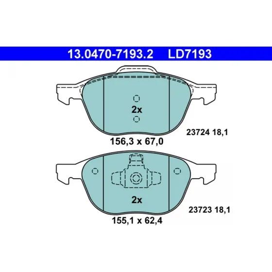 ATE Bremseklodser Ceramic 13.0470-7193.2, foraksel, 15-16"