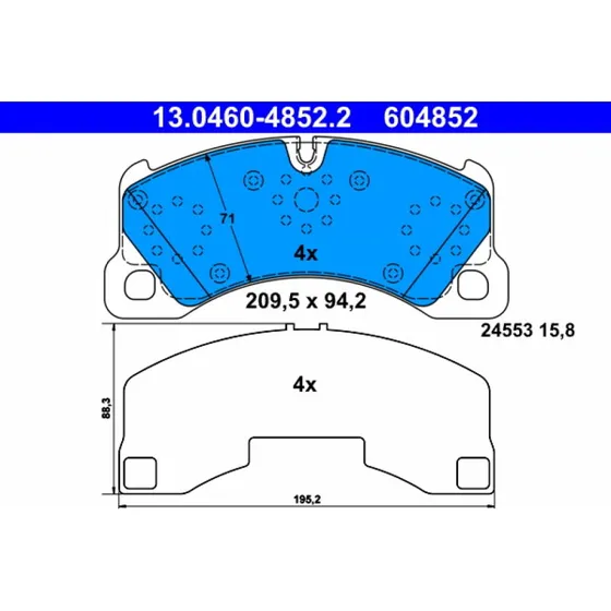 ATE Bremseklodser 13.0460-4852.2 for VW & Porsche